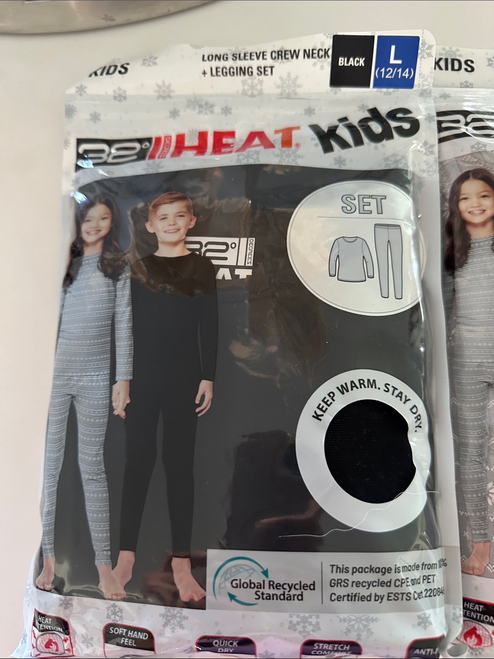 3 New KidsLong Sleeve Crew Neck Top & Legging Set - Black ,Grey Snow Flake,white